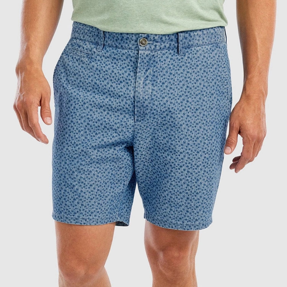 JOHNNIE-O VAL CHAMBRAY PRINTED 8″ SHORTS CHAMBRAY